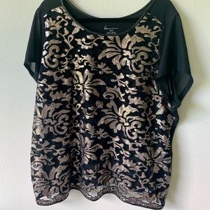 Lane Bryant Black and Gold Sequin Top
